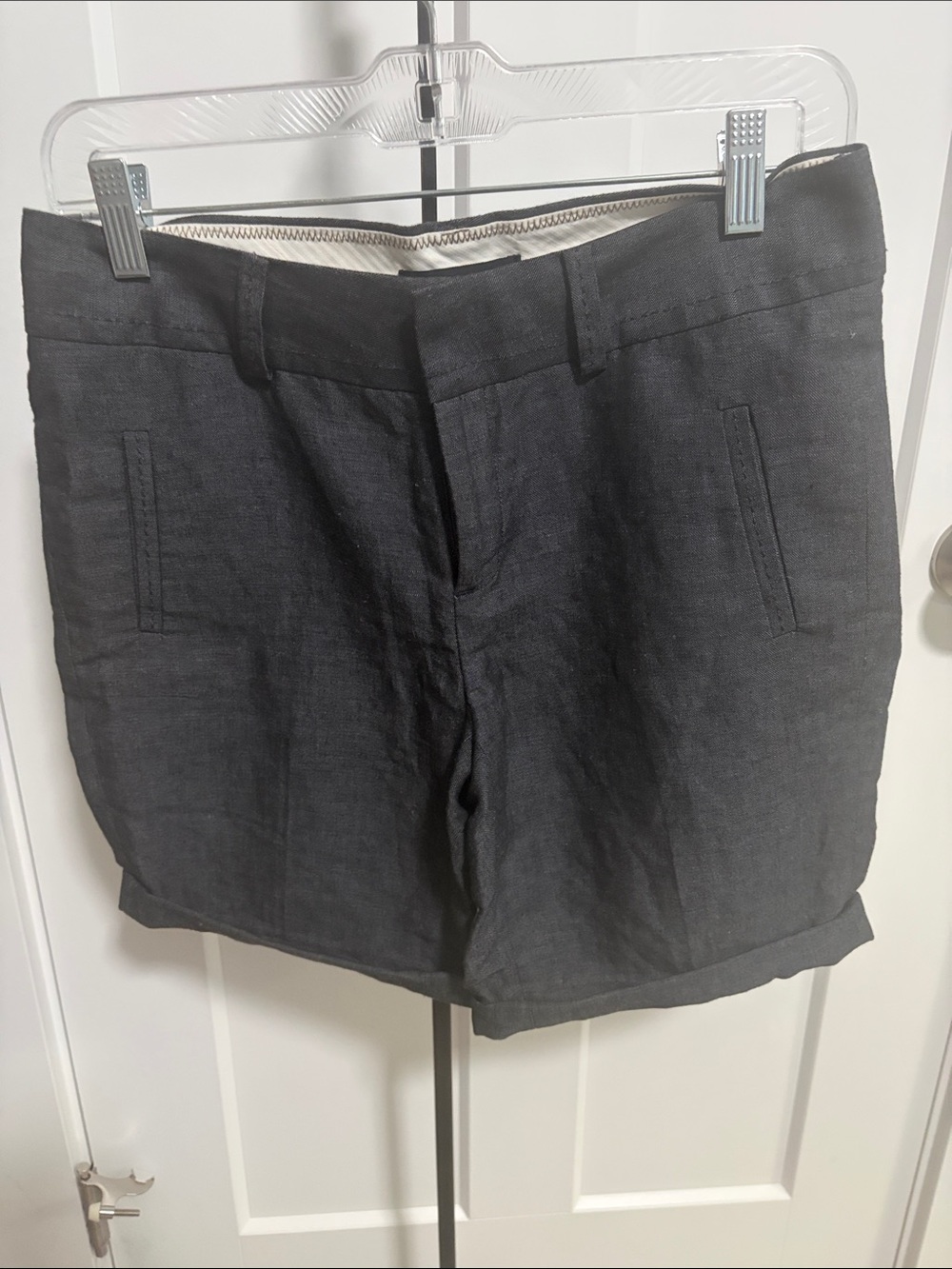 Banana Republic Black Linen Blend Bermuda Shorts